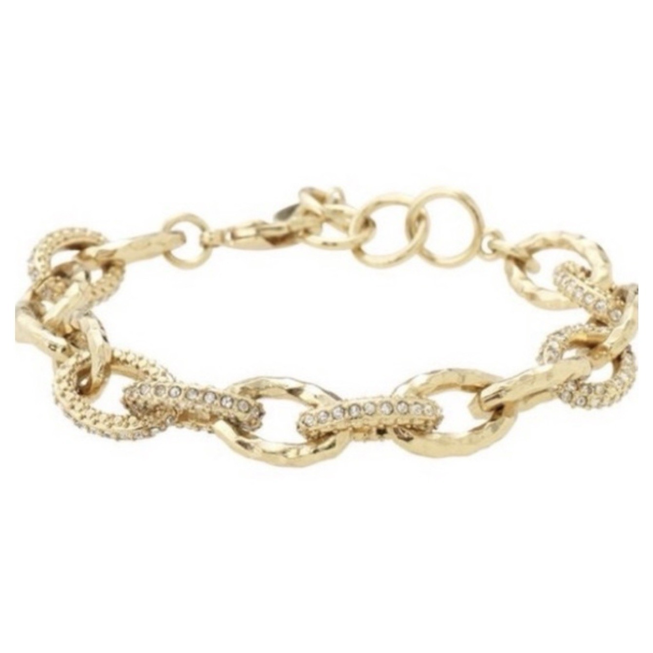 Stella & Dot Christina Bracelet Pave Rhinestone Gold Tone Link Statement 6-8"